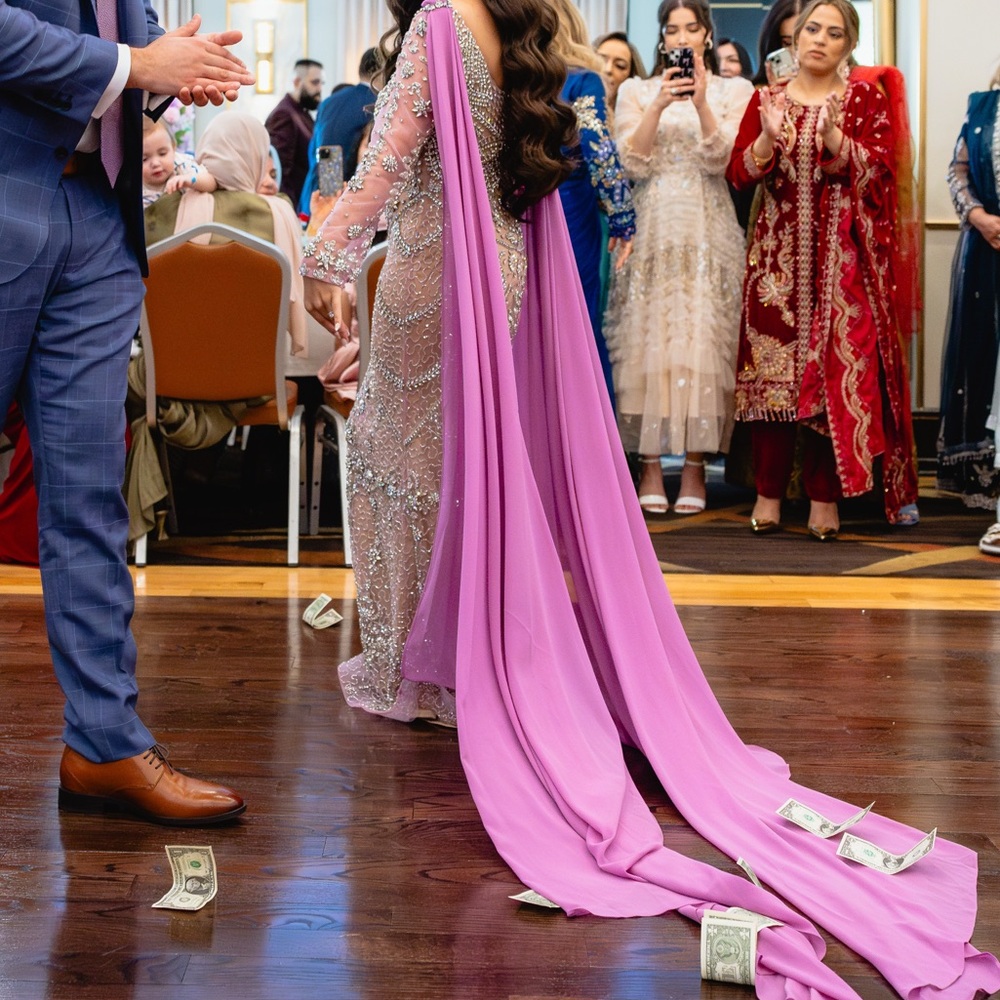 Elegant Pink and Silver Gown